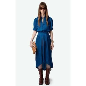 $498 Zadig and Voltaire Rima Satin Blue Dress Size: XS